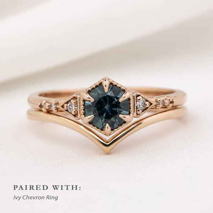 Envero Jewelry Rings Agatha Ring 070ct Blue Green Montana Sapphire 14k Rose Gold