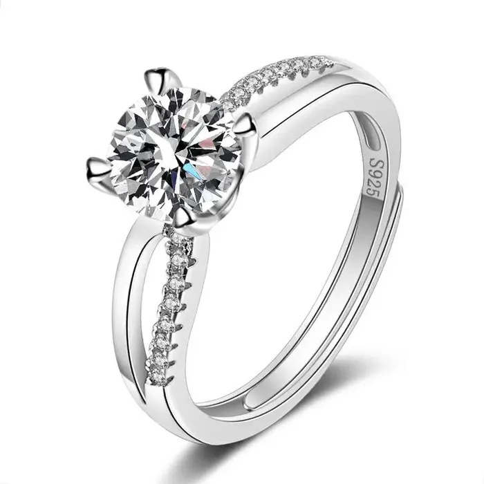 Mystic Flavia Rings Parisian Solitaire MOISSANITE Dainty Silver Ring