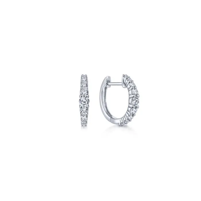 Earrings 14K White Gold 13mm Classic Diamond Huggie Earrings GABRIEL CO
