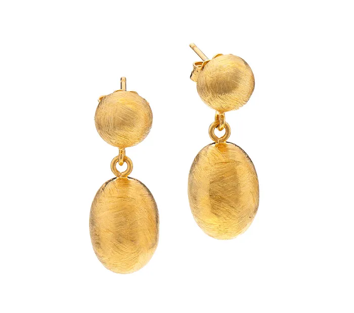 Nava Zahavi Earrings Nava Zahavi Gold Plated Round and Oval Stud Earrings