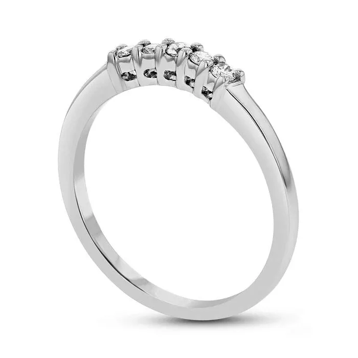 017 CT TW Natural Diamond Five Stone Wedding Band in Solid 14K White Gold HSI2 Goldia Rings