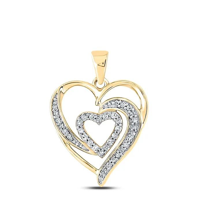 10k Yellow Gold Round Diamond Fashion Heart Pendant 16 Cttw gndatlanta Necklaces 10k Yellow Gold Round Diamond Fashion Heart Pendant 16 Cttw gndatlanta Necklaces