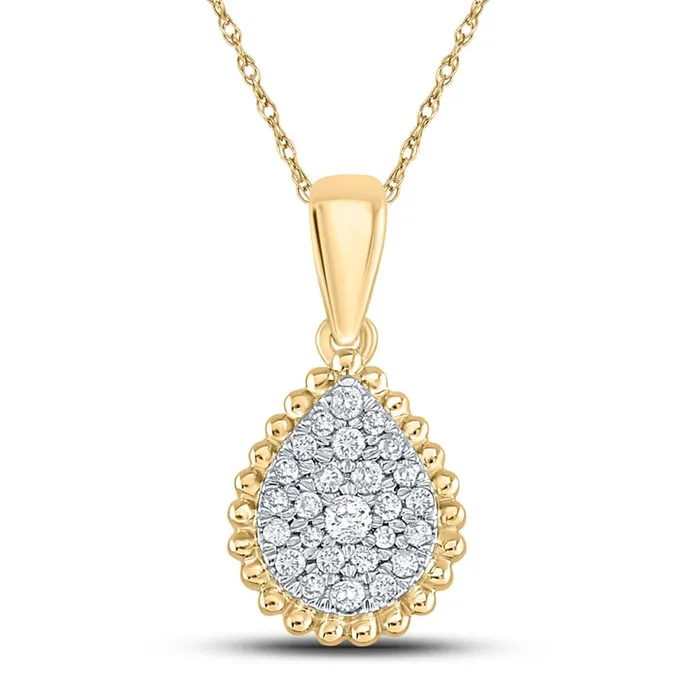 10k Yellow Gold Round Diamond Teardrop Cluster Pendant 18 Cttw gndatlanta Necklaces 10k Yellow Gold Round Diamond Teardrop Cluster Pendant 18 Cttw gndatlanta Necklaces