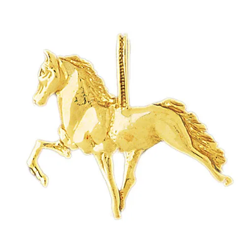 14K Gold 3D Trotting Horse Pendant Goldia Necklaces