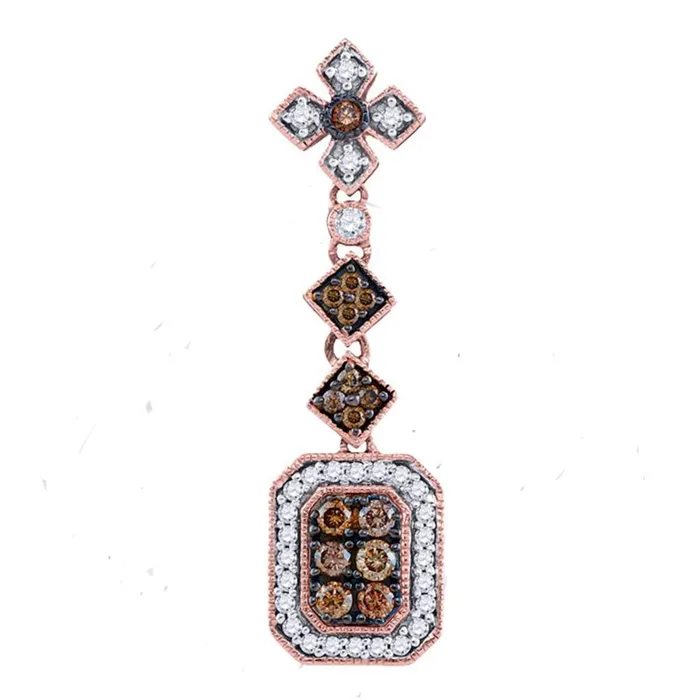 14k Rose Gold Round Brown Diamond Fashion Pendant 12 Cttw gndatlanta Necklaces 14k Rose Gold Round Brown Diamond Fashion Pendant 12 Cttw gndatlanta Necklaces