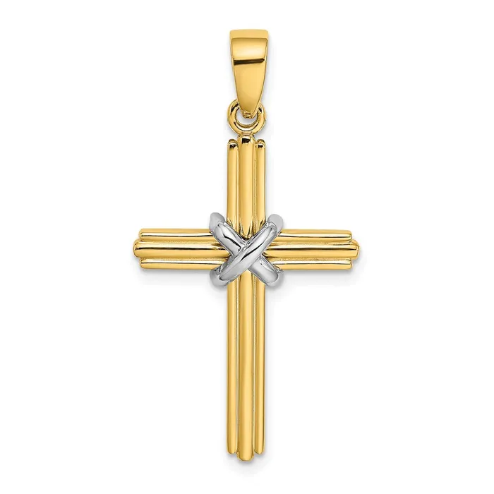 14k Twotone Gold X Center Charm Goldia Rings