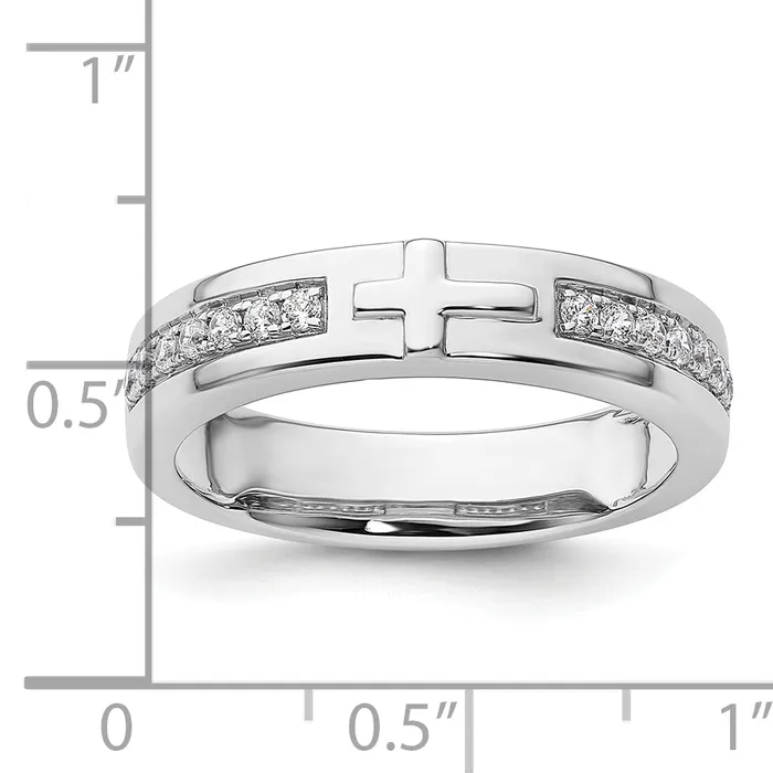 14k White Gold 14 Ct Lab Grown Diamond VSSI G Mens Cross Band Ring Goldia Rings