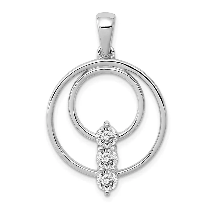 14k White Gold 43mm Real Diamond Three Stone Circle Pendant Goldia Necklaces 14k White Gold 43mm Real Diamond Three Stone Circle Pendant Goldia Necklaces