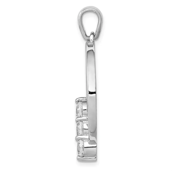 14k White Gold 43mm Real Diamond Three Stone Circle Pendant Goldia Necklaces