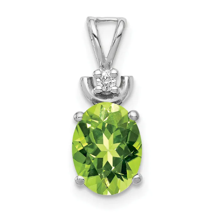 14k White Gold 8x6mm Oval Peridot A Diamond Pendant Goldiacom Necklaces