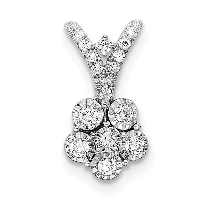 14k White Gold Polished Real Diamond Flower Pendant Goldia Necklaces
