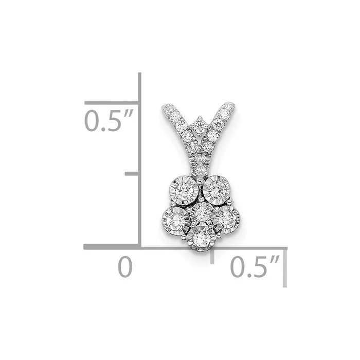 14k White Gold Polished Real Diamond Flower Pendant Goldia Necklaces