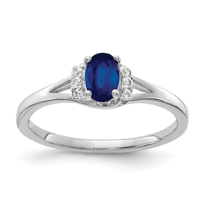 14k White Gold Real Diamond and Oval Sapphire Ring Goldiacom Rings