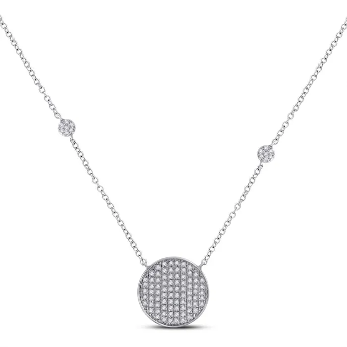14k White Gold Round Diamond Circle Cluster Necklace 14 Cttw gndatlanta Necklaces 14k White Gold Round Diamond Circle Cluster Necklace 14 Cttw gndatlanta Necklaces