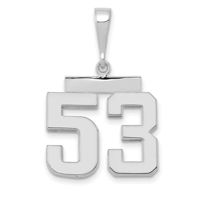 14k White Goldw Medium Polished Number 53 Charm Goldia Charm Necklaces