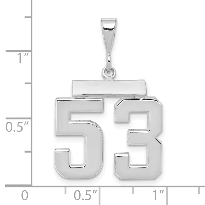 14k White Goldw Medium Polished Number 53 Charm Goldia Charm Necklaces