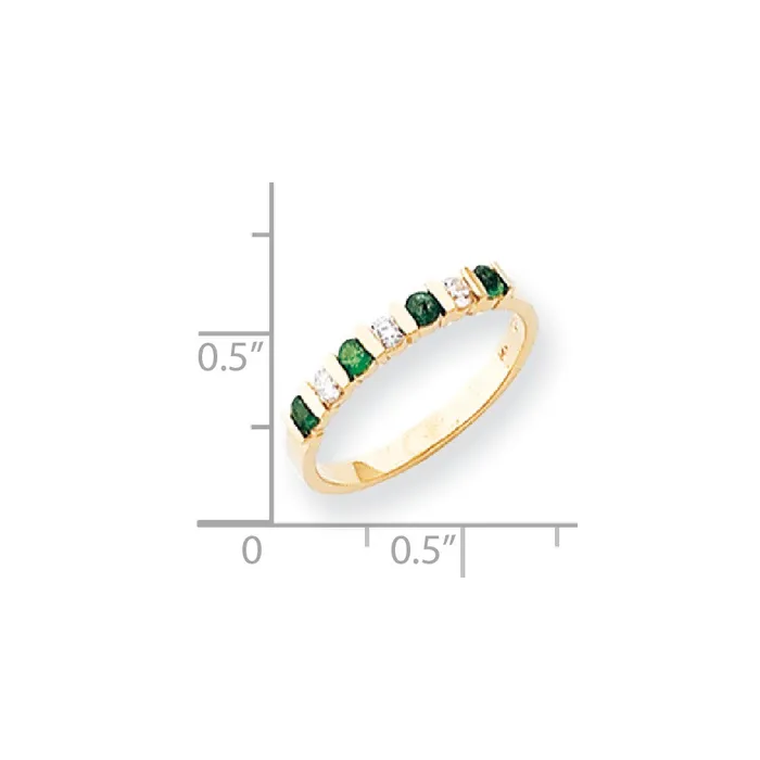 14k Yellow Gold 225mm Emerald AAA Diamond Anniversary Band Goldia Rings