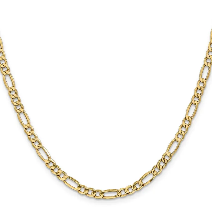 14K Yellow Gold 22 inch 42mm SemiSolid Figaro with Lobster Clasp Chain Necklace MDS Necklaces 14K Yellow Gold 22 inch 42mm SemiSolid Figaro with Lobster Clasp Chain Necklace MDS Necklaces
