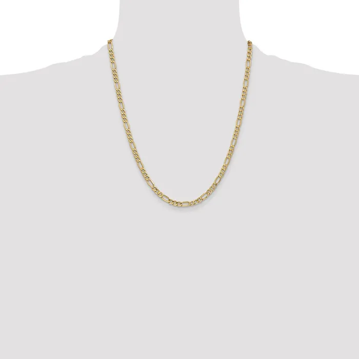 14K Yellow Gold 22 inch 42mm SemiSolid Figaro with Lobster Clasp Chain Necklace MDS Necklaces 14K Yellow Gold 22 inch 42mm SemiSolid Figaro with Lobster Clasp Chain Necklace MDS Necklaces