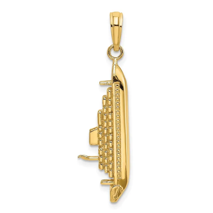 14k Yellow Gold 3D Polished Cruise Ship Charm Goldia Charm Necklaces