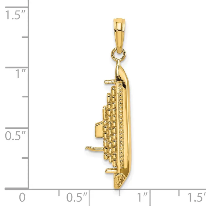 14k Yellow Gold 3D Polished Cruise Ship Charm Goldia Charm Necklaces