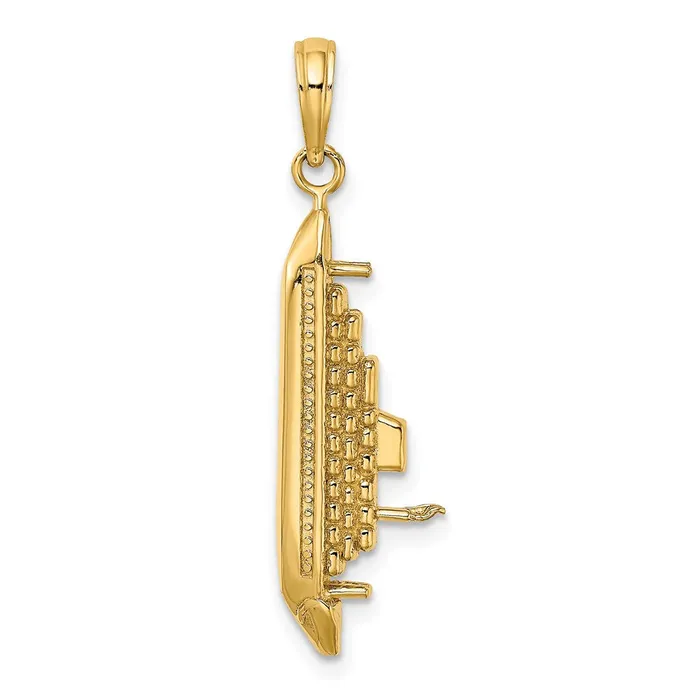 14k Yellow Gold 3D Polished Cruise Ship Charm Goldia Charm Necklaces