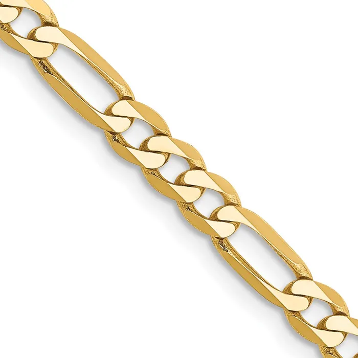 14K Yellow Gold 30 inch 4mm Flat Figaro with Lobster Clasp Chain Necklace MDS Necklaces 14K Yellow Gold 30 inch 4mm Flat Figaro with Lobster Clasp Chain Necklace MDS Necklaces