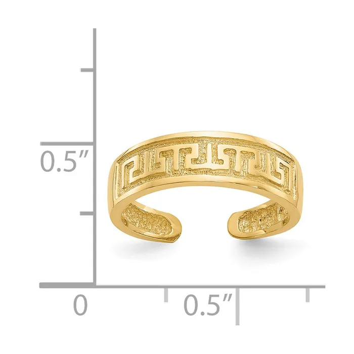 14k Yellow Gold Greek Key Toe Ring Goldia Rings