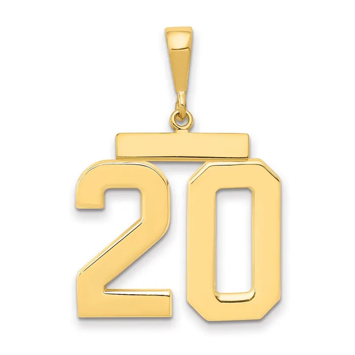 14k Yellow Gold Large Polished Number 20 Charm Goldia Charm Necklaces