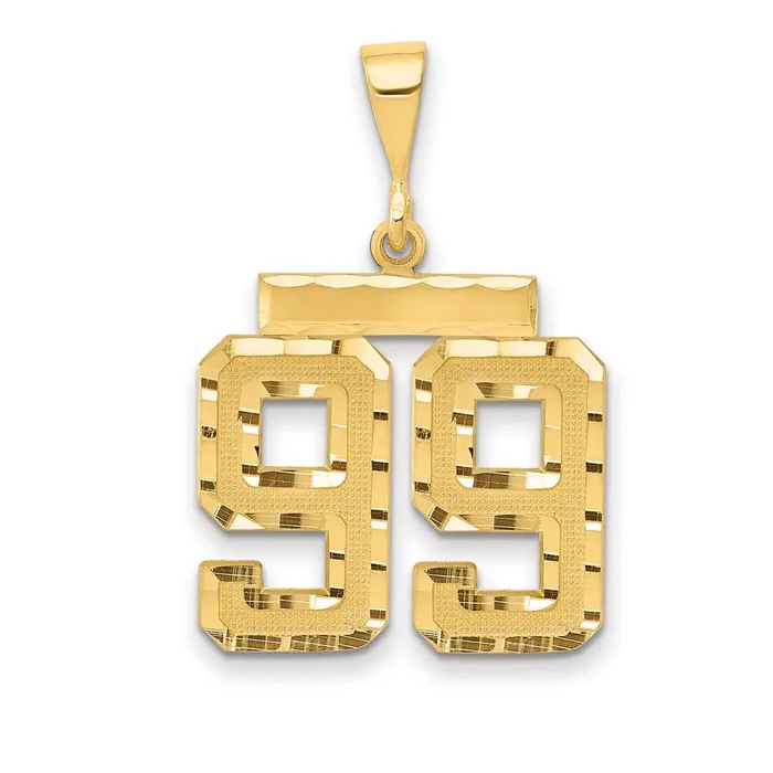 14k Yellow Gold Medium Diamondcut Number 99 Charm Goldia Charm Necklaces