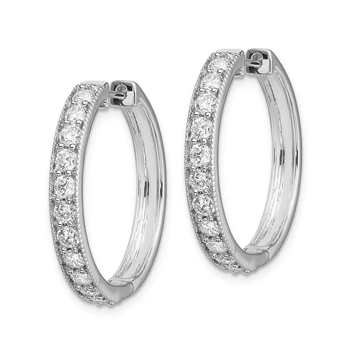 14k Yellow Gold Real Diamond Milgrain Hoop Earrings Goldia Earrings