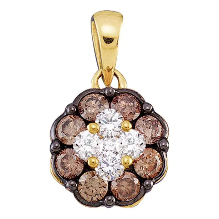 14k Yellow Gold Round Brown Diamond Cluster Pendant 12 Cttw gndatlanta Necklaces 14k Yellow Gold Round Brown Diamond Cluster Pendant 12 Cttw gndatlanta Necklaces