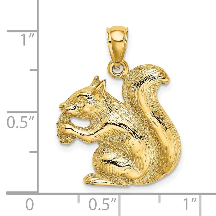 14k Yellow Gold Textured Sitting Squirrel Charm Goldia Charm Necklaces