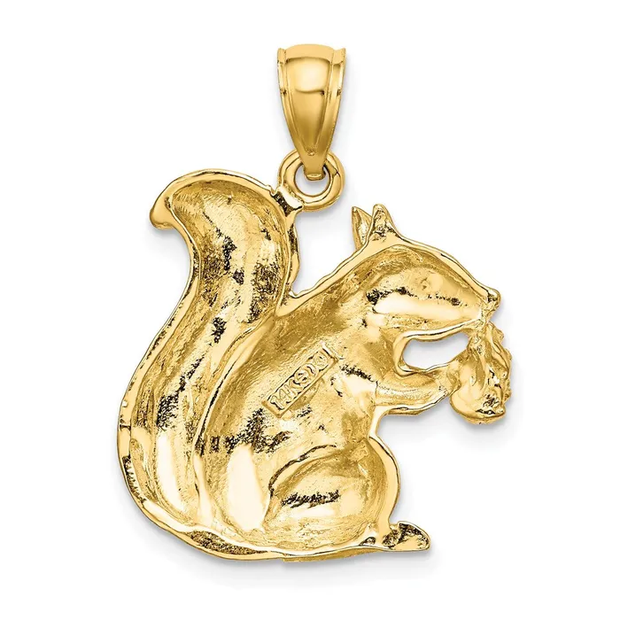 14k Yellow Gold Textured Sitting Squirrel Charm Goldia Charm Necklaces