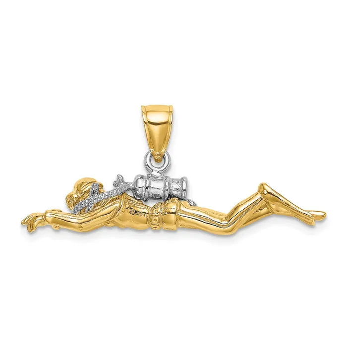 14k Yellow u0026 Rhodium Gold wRhodium 3D Male Scuba Diver Charm Goldia Charm Necklaces 14k Yellow u0026 Rhodium Gold wRhodium 3D Male Scuba Diver Charm Goldia Charm Necklaces