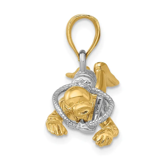 14k Yellow u0026 Rhodium Gold wRhodium 3D Male Scuba Diver Charm Goldia Charm Necklaces