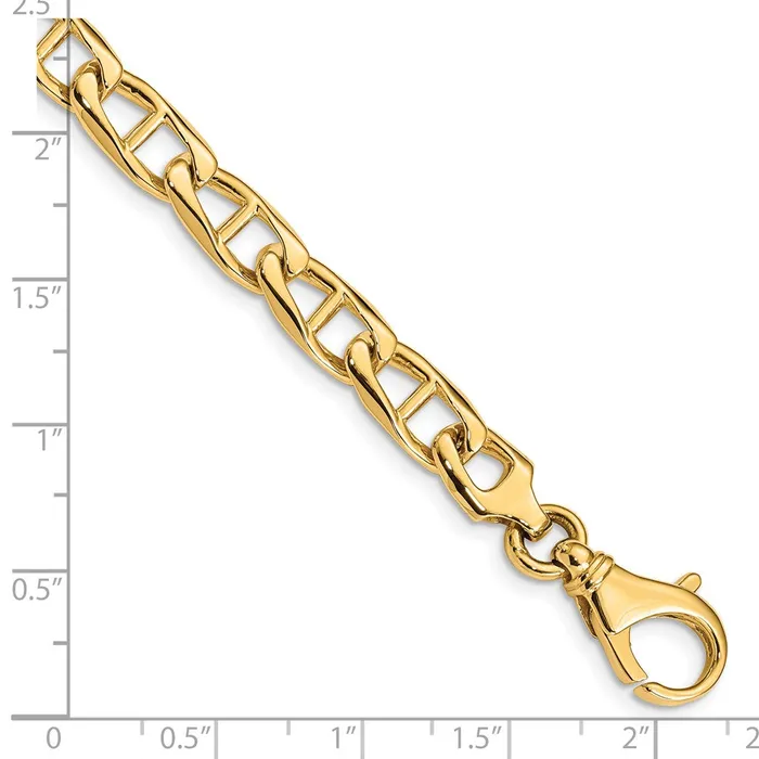 Bracelets Solid 14K Yellow Gold 9 inch 69mm Hand Polished Fancy Anchor Link with Fancy Lobster Clasp Bracelet MDS