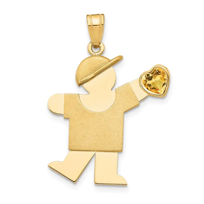 Charm Necklaces 14k Yellow Gold Boy with CZ November Birthstone Charm Goldia Charm Necklaces 14k Yellow Gold Boy with CZ November Birthstone Charm Goldia