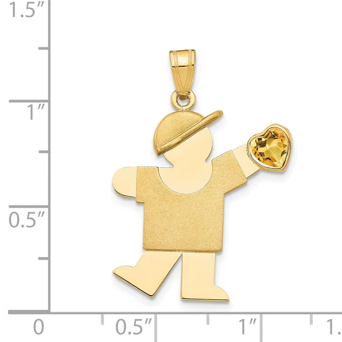 Charm Necklaces 14k Yellow Gold Boy with CZ November Birthstone Charm Goldia