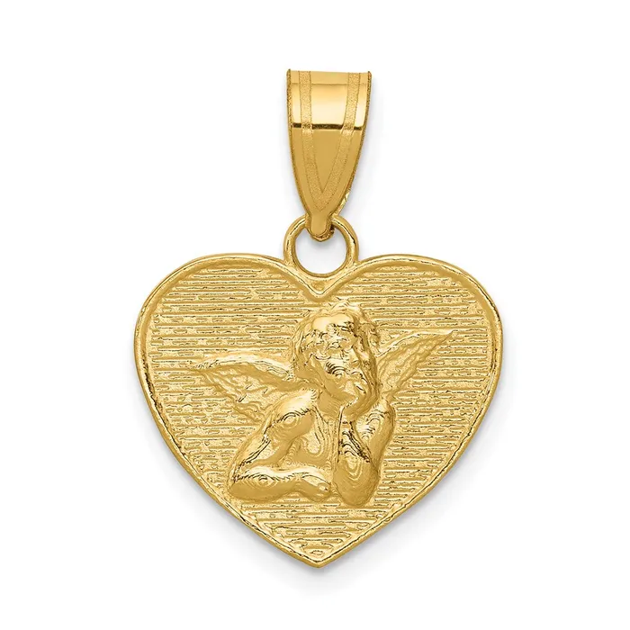 Charm Necklaces 14k Yellow Gold Polished Satin Angel Charm Goldia