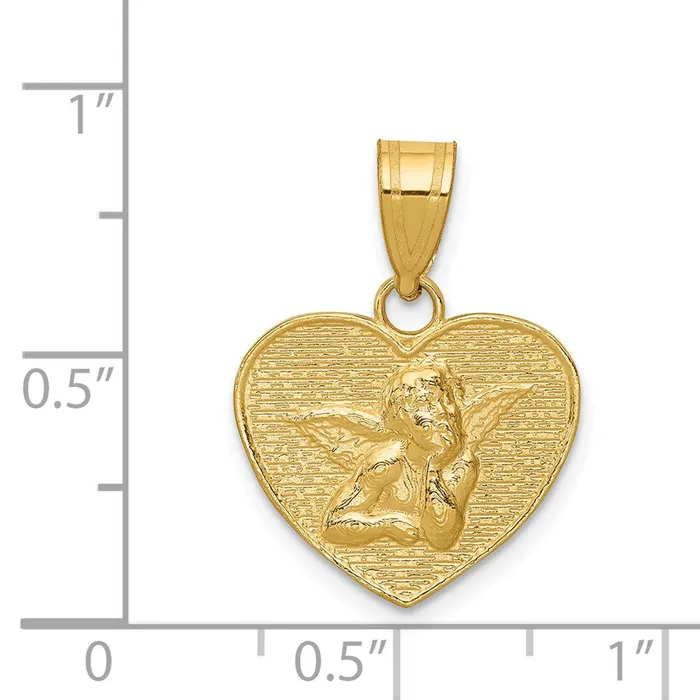 Charm Necklaces 14k Yellow Gold Polished Satin Angel Charm Goldia