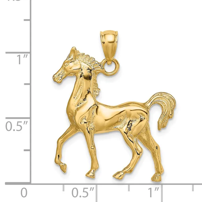 Charm Necklaces Goldia 14k Yellow Gold 3D Polished Horse Charm