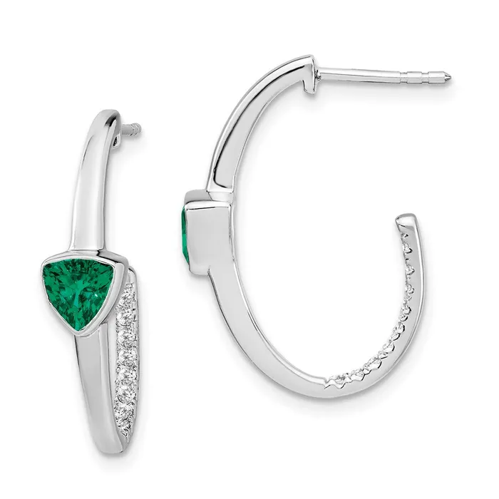 Earrings Goldia 14k White Gold Trillion Created EmeraldReal Diamond Jhoop Earrings