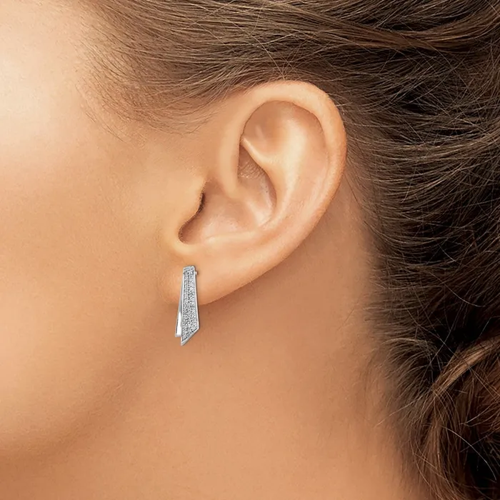 Earrings Goldia Solid 14k White Gold Simulated CZ Fancy Earrings