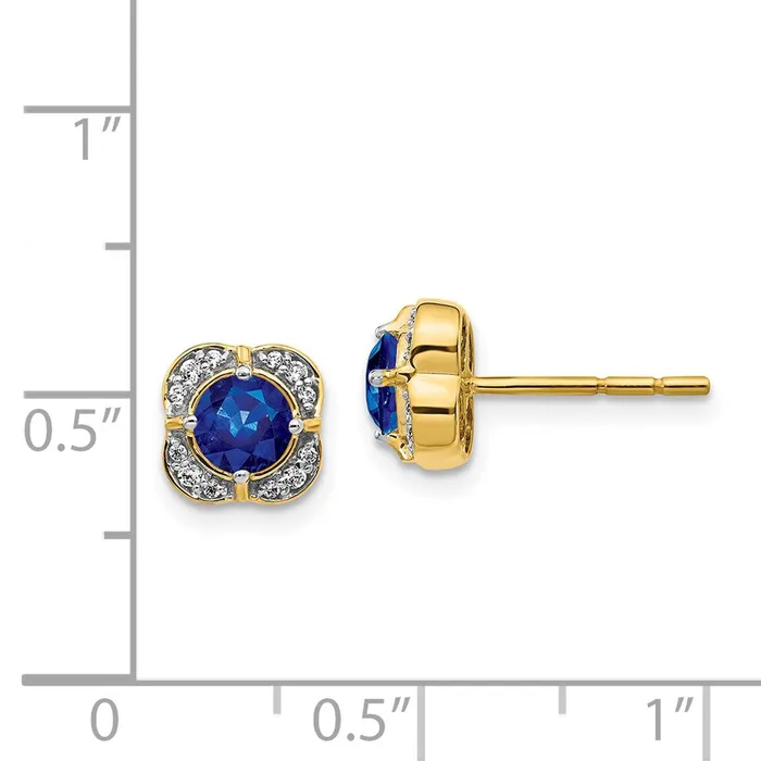 Earrings Goldia Solid 14k Yellow Gold Simulated CZ and Sapphire Fancy Earrings