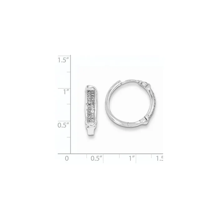 Earrings Goldia Sterling Silver Diamond 15 Cts Hinged Hoop Earrings