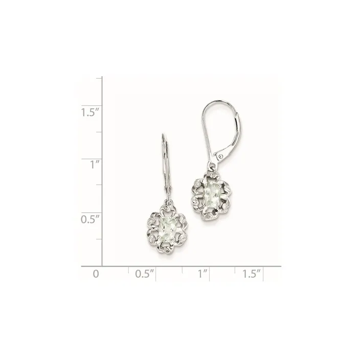 Earrings Goldia Sterling Silver Green Quartz Diamond Earrings