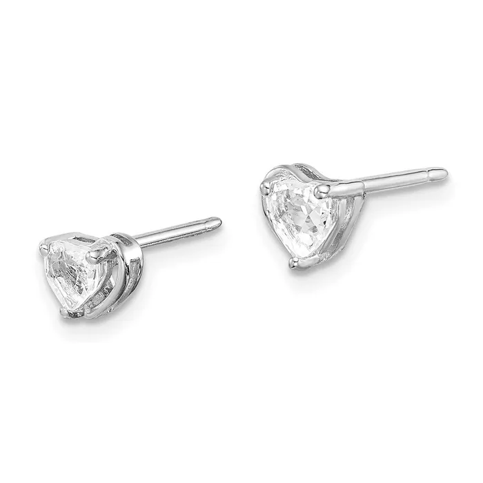 Earrings Goldia Sterling Silver Rhodplated White Topaz Heart Post Earrings
