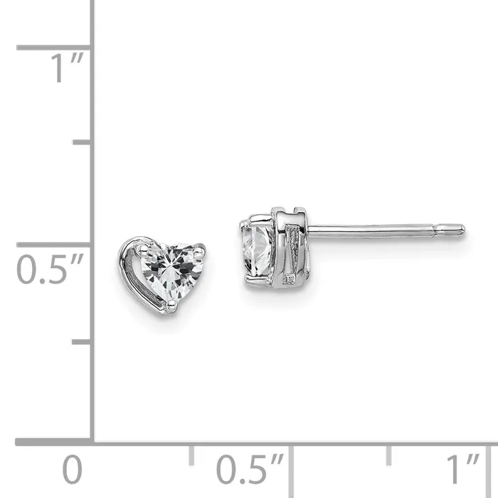 Earrings Goldia Sterling Silver Rhodplated White Topaz Heart Post Earrings