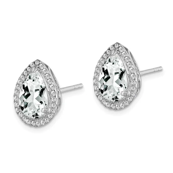 Earrings Goldia Sterling Silver Rhodium Created White Topaz u0026 CZ Post Earrings